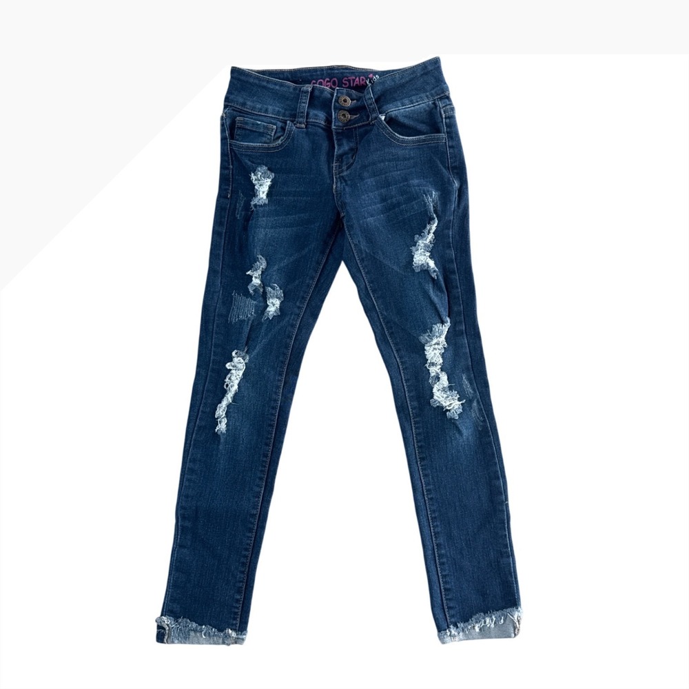 GOGO STAR Kids‎ Denim Jeans Blue Distressed Ripped Frayed Hem Size 10